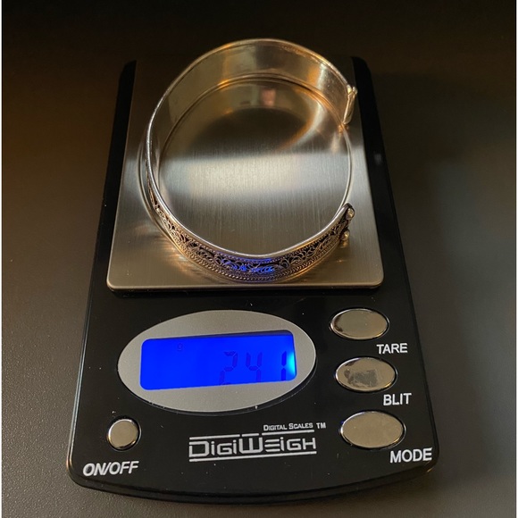 Buddhist Mantra Sterling Silver Cuff Bracelet - Picture 8 of 9